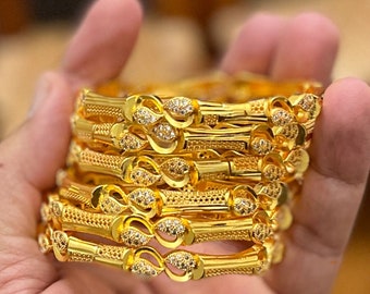 Gold Bangles, 24k Dubai Gold Plated Bangles, Wedding Gold Bangles, Gold Bangles, Gold Bracelet, Arab Jewelry, Gift for Her