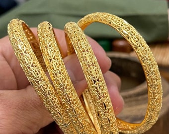 Wedding Jewelry Bangles, Gold Bracelet Gift for Women, Dubai Gold Bangles,  Dubai Gold Plated Bangles, Arab Gold Jewelry, Gift for Her