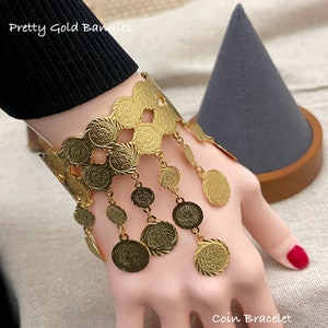Gold Coin Bracelet, Gold Bracelet for Women, Arab Coin Jewelry Bracelet, Middle East Jewelry, African Jewelry, Gift for Her