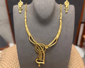 Smyckeset i 24k Dubai-guldpläterat guld, Guldsmyckeset för kvinnor, Afrikanska smycken, Indiska smyckeset, Stateme-smycken, Festsmycken, Gåva