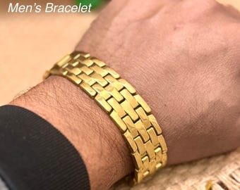 Herren Gold Armband, 24k vergoldet Armband für Männer, Gold Armband, Herren Gold Schmuck, Geschenk für Ihn