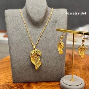 24k Dubai Gold Plated Jewelry Set: Necklace & Earrings