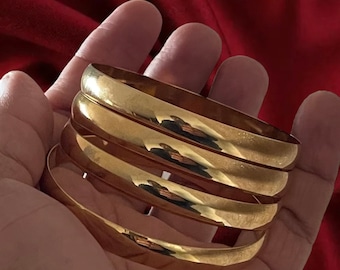 Plain gold bangle, Gold Bracelet, Slip On Bangles,  Statement Bracelet, Gift for Her