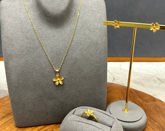 Minimalist jewelry Set, Jewelry set for women, Necklace, Earrings and Ring