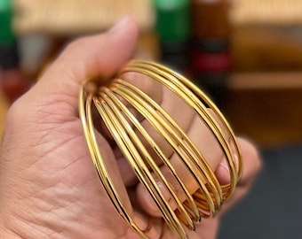 Slip On Bangles, Thin Bangles, Stacking Gold Bangles, Gold Bangles Gift for Women, Wedding Gold jewelry Bracelet, Gift for Her