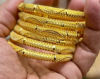 24k Dubai Gold Plated Bangles, Wedding Gold Bangles, Gold Bangles, Gold Bracelet, Arab Jewelry, Gift for Her