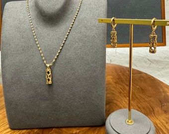 Ketting en oorbellen set, gouden sieradenset voor dames