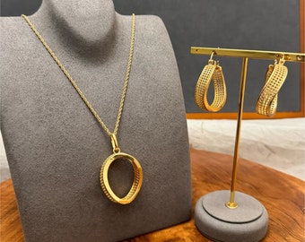 Necklace and Earrings Set, 24k Dubai Gold Plated Jewelry set, Gold Jewelry Set for Women