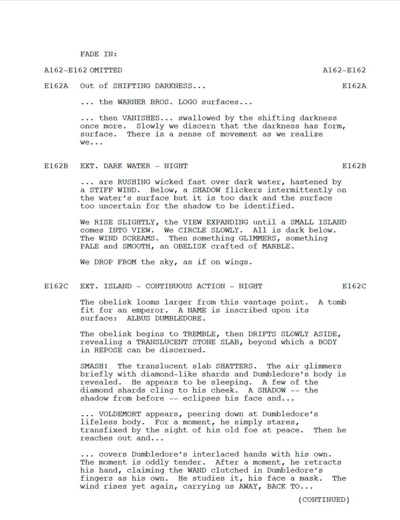 Harry Potter and the Deathly Hallows Part Two Movie Script Screenplay ...