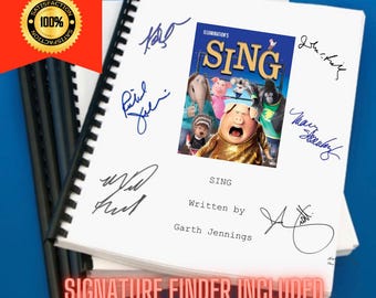 SING Movie Script Screenplay Gift for Film Buffs Gift for Movie Lovers Gift Idea Movie Memorabilia Gift for Friend Gift Ideas