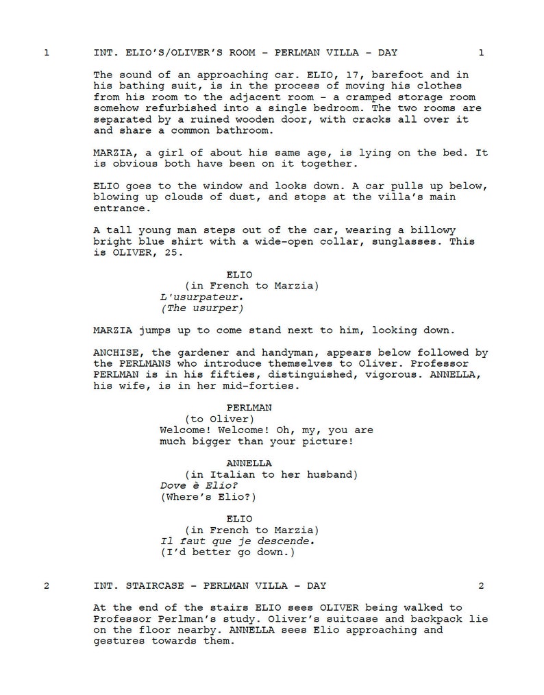 Script Presents Call Me by Your Name Movie Script Screenplay Gift for Film Buffs Gift ...