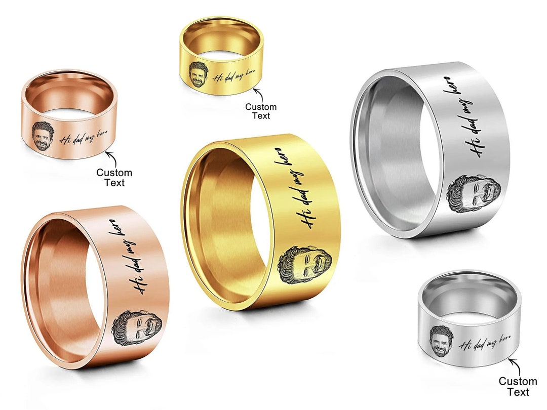 Custom Photo Rings Personalized Photo Ring With Engraved Etsy