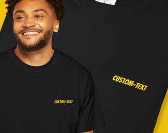 Personalized Embroidered Name T-Shirt, Custom Word Shirt, Minimal Chest Text Tee, Comfort Colors 1717