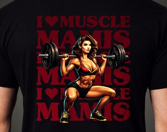 Muscle Mommy T-Shirt, Funny Gym Humor Graphic Tee, Fitness Gift