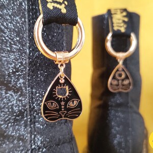 Ouija Cat Charm, Dr Martens Style Shoe Tongue Clip, Custom Jewelry