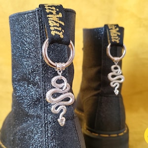 Snake charm, jewel for Dr. Martens-style shoe tongues, snake boot charm