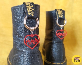 Charm Coeur Brûlant rouge, bijoux pour chaussures à languette type Dr Martens