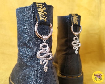 Snake charm, jewelry for Dr Martens type shoe tongue, snake boot charm