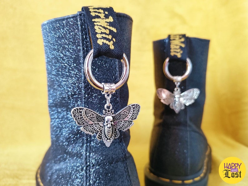 Silver moth boot charm Dr Martens style