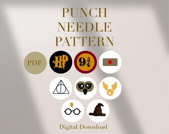 Hogwarts Express Golden Snitch Scar Sorting Hat Punch Needle PDF Pattern Beginners Punch Needle Design Pattern Punch Needle Template