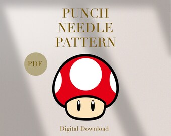 Mushroom Cartoon Mug Rug Punch Needle PDF Pattern for Beginners Instant Download Punch Needle Design SVG Pattern Punch Needle Template