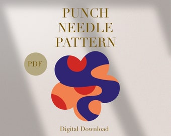 Daisy Flowers Abstract Mug Rug Punch Needle PDF Pattern for Beginners Instant Download Punch Needle Design SVG Pattern Punch Needle Template