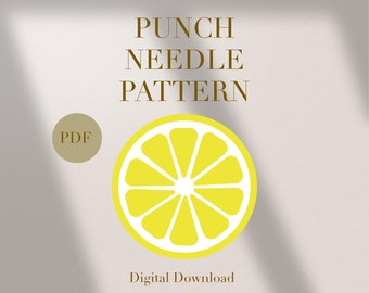 Lemon Orange Mug Rug Punch Needle PDF Pattern for Beginners Instant Download Punch Needle Design SVG Pattern Punch Needle Template
