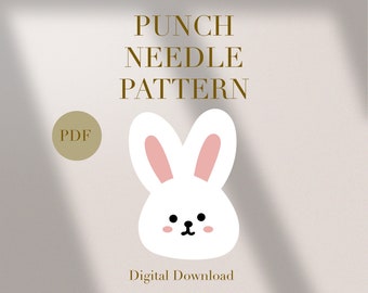 Rabbit Bunny Cute Animal Mug Rug Punch Needle PDF Pattern Beginners Instant Download Punch Needle Design SVG Pattern Punch Needle Template