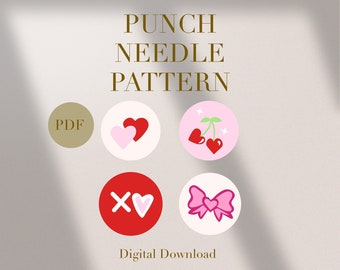 Valentine's Day Love Mug Rug Punch Needle PDF Pattern for Beginners Instant Download Punch Needle Design SVG Pattern Punch Needle Template