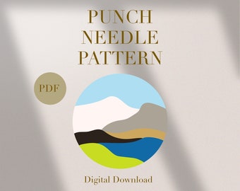 Landscape View Mug Rug Punch Needle PDF Pattern for Beginners Instant Download Punch Needle Design SVG Pattern Punch Needle Template