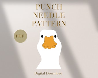 Duck Cute Animal Mug Rug Punch Needle PDF Pattern for Beginners Instant Download Punch Needle Design SVG Pattern Punch Needle Template