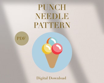 Eisbecher-Teppich Punch Needle PDF-Muster für Anfänger Sofortiger Download Punch Needle Design SVG-Muster Punch Needle-Vorlage