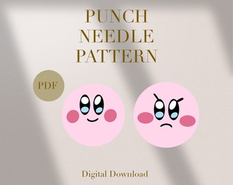 Kirby Mad Happy Mug Rug Punch Needle PDF-Muster für Anfänger Sofortiger Download Punch Needle Design SVG-Muster Punch Needle-Vorlage