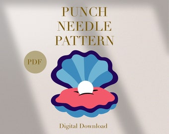 Seashell Mussel Pearl Mug Rug Punch Needle PDF Pattern for Beginners Instant Download Punch Needle Design SVG Pattern Punch Needle Template