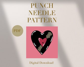 Record Album Music Mug Rug Punch Needle PDF Pattern for Beginners Instant Download Punch Needle Design SVG Pattern Punch Needle Template