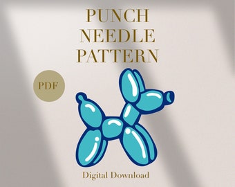 Dog Balloon Mug Rug Punch Needle PDF Pattern for Beginners Instant Download Punch Needle Design SVG Pattern Punch Needle Template