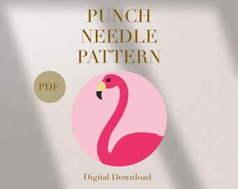 Flamingo Pink Animal Mug Rug Punch Needle PDF Pattern for Beginners Instant Download Punch Needle Design SVG Pattern Punch Needle Template