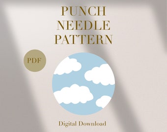 Cloud Sky Mug Rug Punch Needle PDF-Muster für Anfänger Sofortiger Download Punch Needle Design SVG-Muster Punch Needle-Vorlage