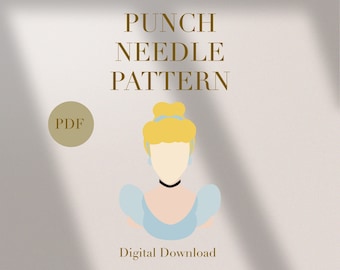 Princess Fairytale Mug Rug Punch Needle PDF Pattern for Beginners Instant Download Punch Needle Design SVG Pattern Punch Needle Template