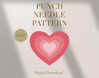 Love Heart Ombre Mug Rug Punch Needle PDF Pattern for Beginners Instant Download Punch Needle Design SVG Pattern Punch Needle Template