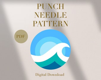 Landschaftsansicht Becher Teppich Stanznadel PDF Muster für Anfänger Sofortiger Download Schlagnadel Design SVG Muster Schlagnadel Vorlage