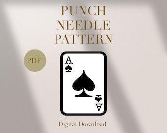 Ace Card Deck Playing Card Mug Rug Punch Needle PDF Pattern Beginners Instant Download Punch Needle Design SVG Pattern Punch Needle Template