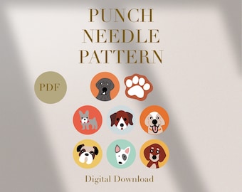 Hunde Pfote Welpe Tier Becher Teppich Punch Needle PDF-Muster für Anfänger Sofortiger Download Punch Needle Design SVG-Muster Punch Needle-Vorlage