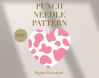 Liefde hart roze koe mok tapijt punchnaald pdf-patroon voor beginners Instant download punchnaald ontwerp SVG-patroon punchnaald-sjabloon
