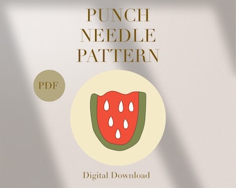 Watermelon Tongue Retro Mug Rug Punch Needle PDF-Muster Anfänger Sofortiger Download Punch Needle Design SVG-Muster Punch Needle-Vorlage