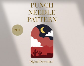 Landscape View Mug Rug Punch Needle PDF Pattern for Beginners Instant Download Punch Needle Design SVG Pattern Punch Needle Template