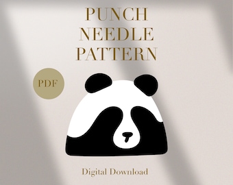Panda Cute Animal Mug Rug Punch Needle PDF Pattern for Beginners Instant Download Punch Needle Design SVG Pattern Punch Needle Template