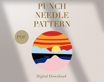 Landscape View Mug Rug Punch Needle PDF Pattern for Beginners Instant Download Punch Needle Design SVG Pattern Punch Needle Template