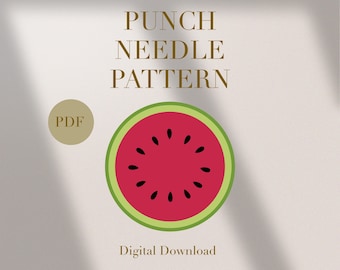 Wassermelone Obstbecher Teppich Punch Needle PDF-Muster für Anfänger Sofortiger Download Punch Needle Design SVG-Muster Punch Needle-Vorlage