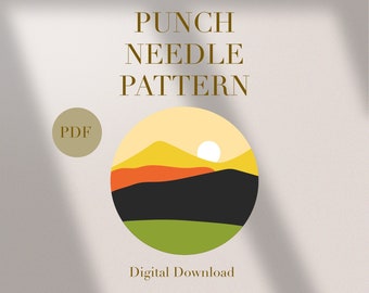 Landscape View Mug Rug Punch Needle PDF Pattern for Beginners Instant Download Punch Needle Design SVG Pattern Punch Needle Template